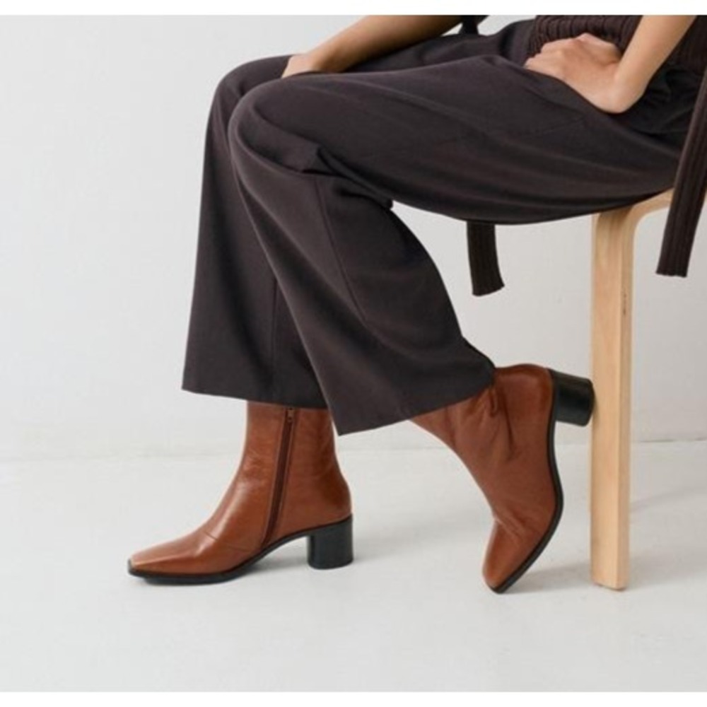 Vagabond Fay Women's Ankle Boots Brown Leather Side Zip Block Heel Size US 8